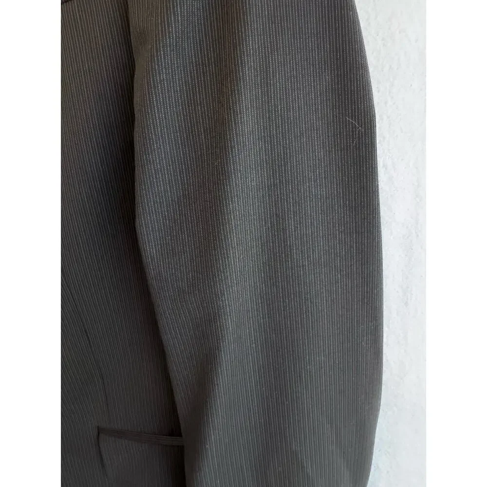 Kenneth Cole 100% Wool Black 2-Piece Suit 40L Blazer 33W Pants Classic Fit